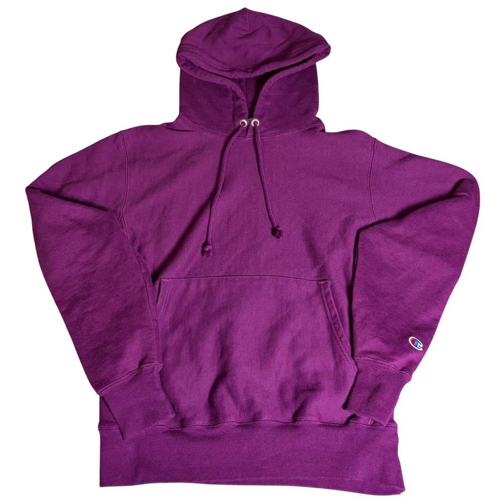 Champion Reverse Weave Hoodie Purple Heavyweight Fleece Sweatshirt Small